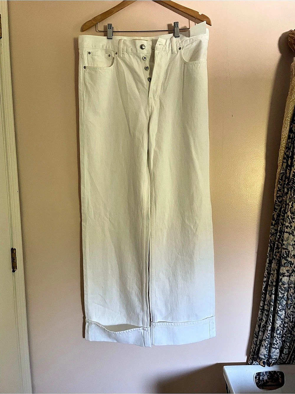 Madewell Low-Slung Baggy Jeans White Wide Leg Jeans Waist 28 NWT